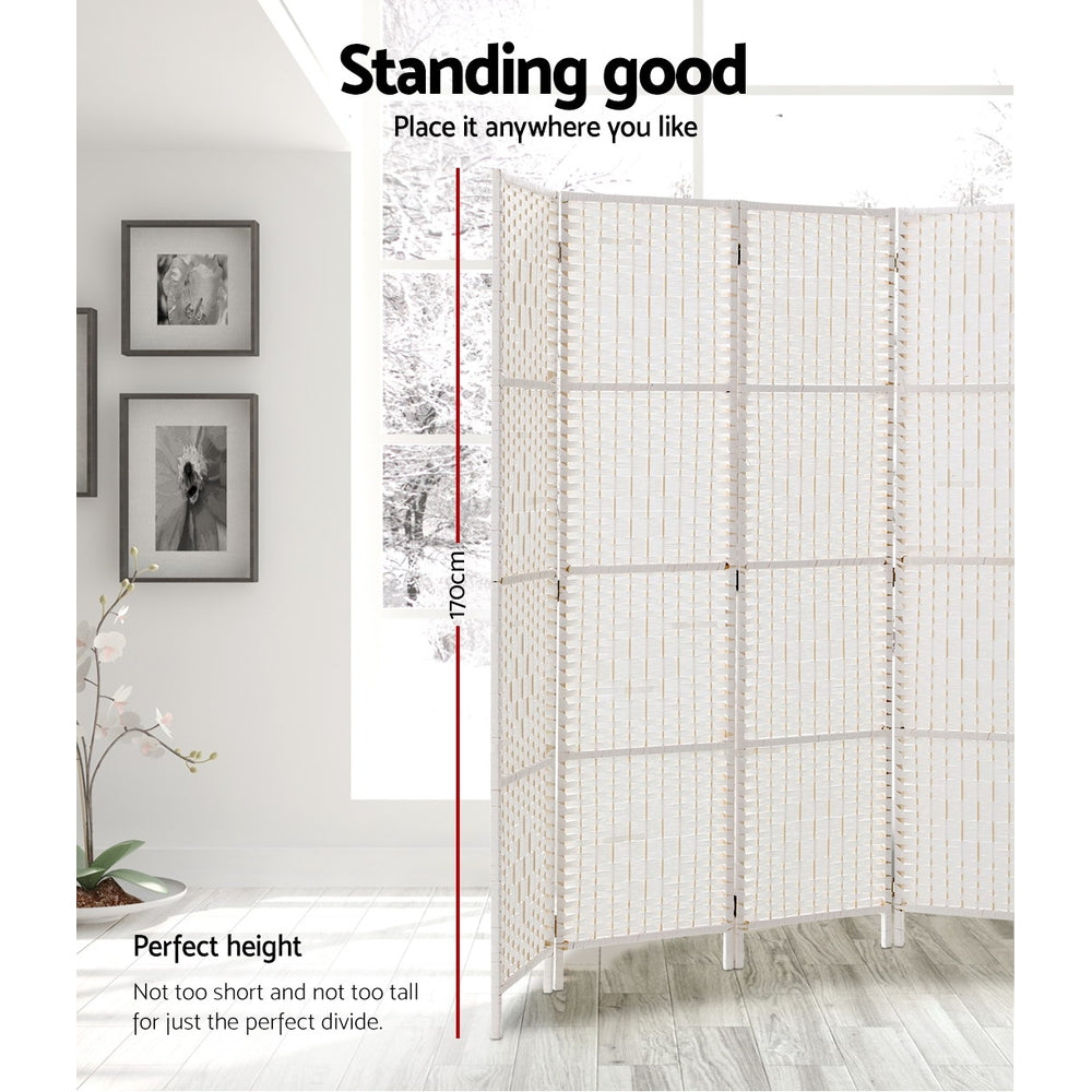 Marlook 4 Panel Room Divider Screen 163x170cm Woven White