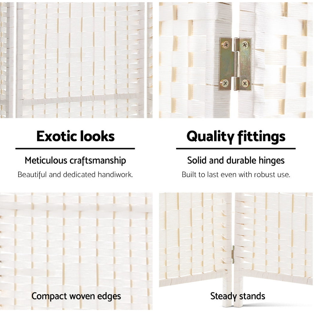 Marlook 4 Panel Room Divider Screen 163x170cm Woven White