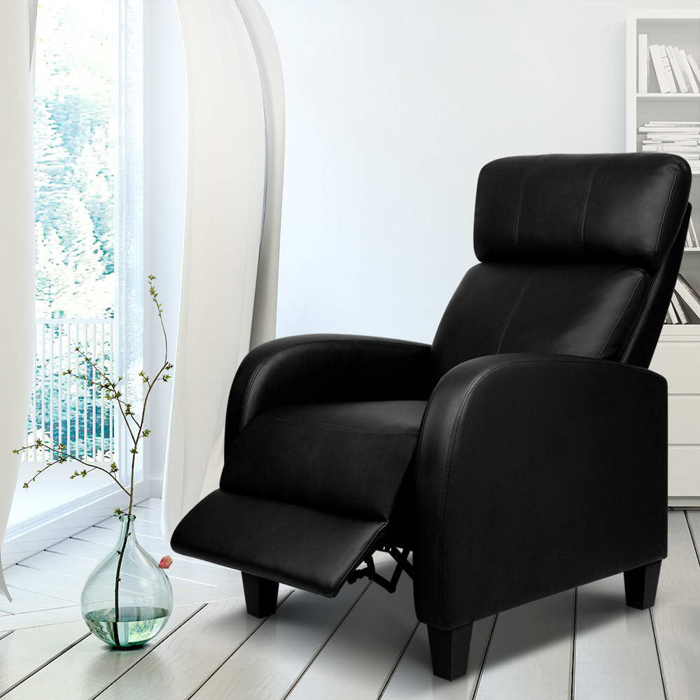 Marlook PU Leather Reclining Armchair - Black