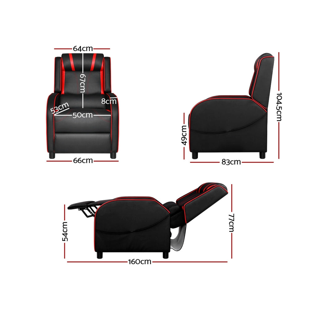 Marlook Recliner Chair Gaming Chair Leather Black Serik