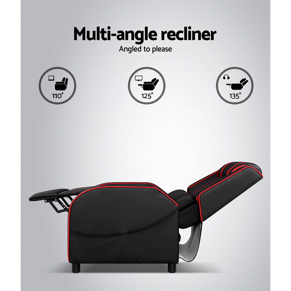 Marlook Recliner Chair Gaming Chair Leather Black Serik