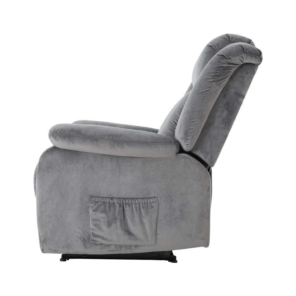 Marlook Recliner Chair Electric Massage Chair Velvet Lounge Sofa Heated Grey