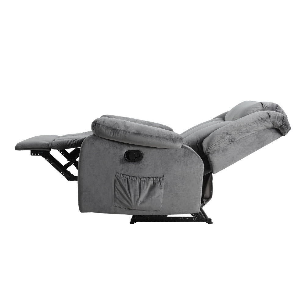 Marlook Recliner Chair Electric Massage Chair Velvet Lounge Sofa Heated Grey