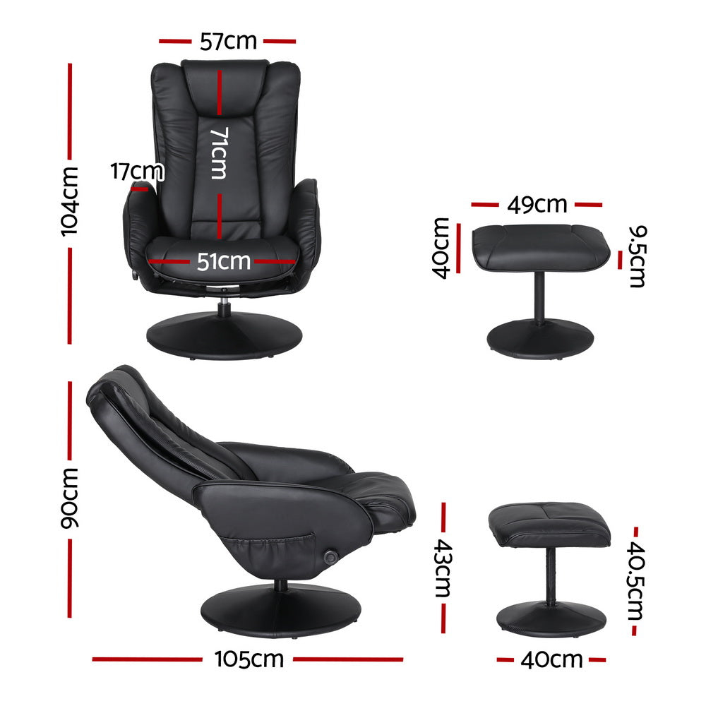 Marlook Recliner Chair Electric Heated Massage Chairs Faux Leather Cobble