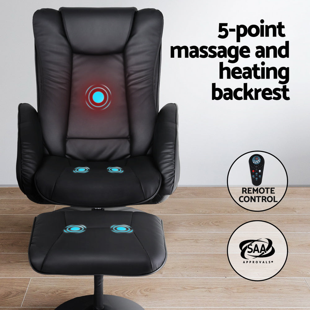 Marlook Recliner Chair Electric Heated Massage Chairs Faux Leather Cobble