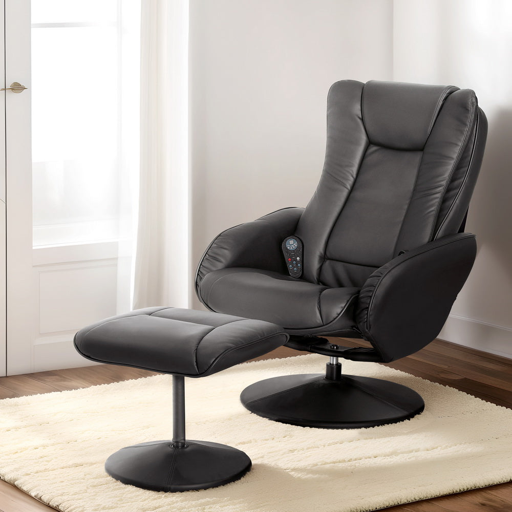 Marlook Recliner Chair Electric Heated Massage Chairs Faux Leather Cobble