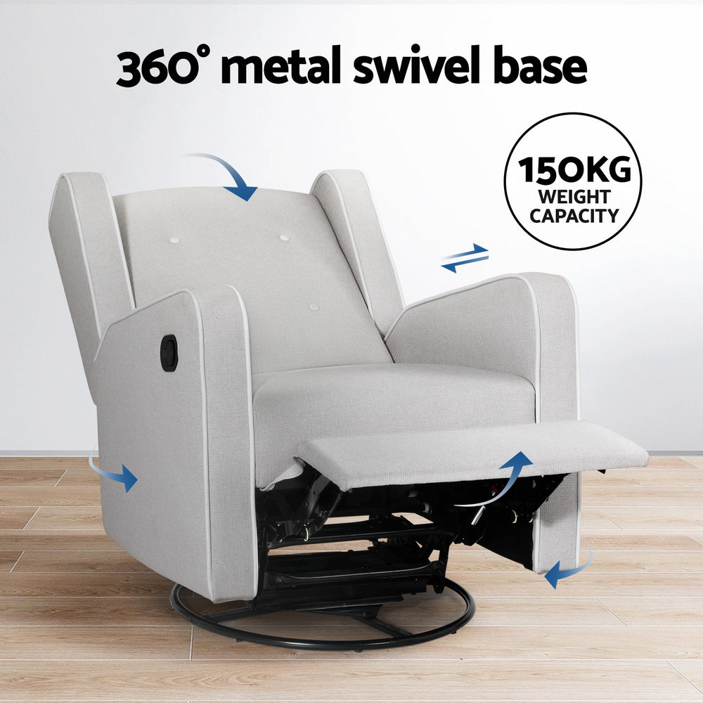 Marlook Recliner Armchair 360� Swivel Grey Fabric