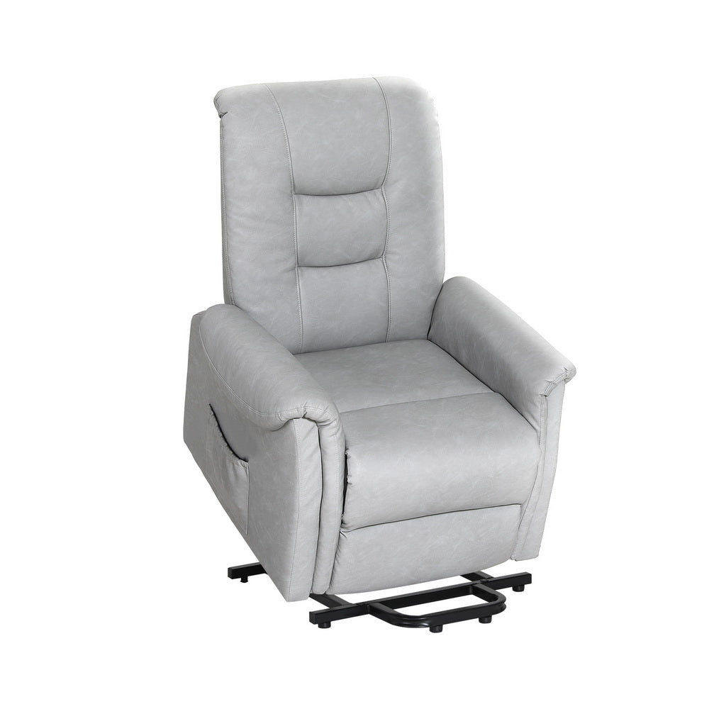 Marlook Recliner Chair Lift Assist Chair Leather Grey