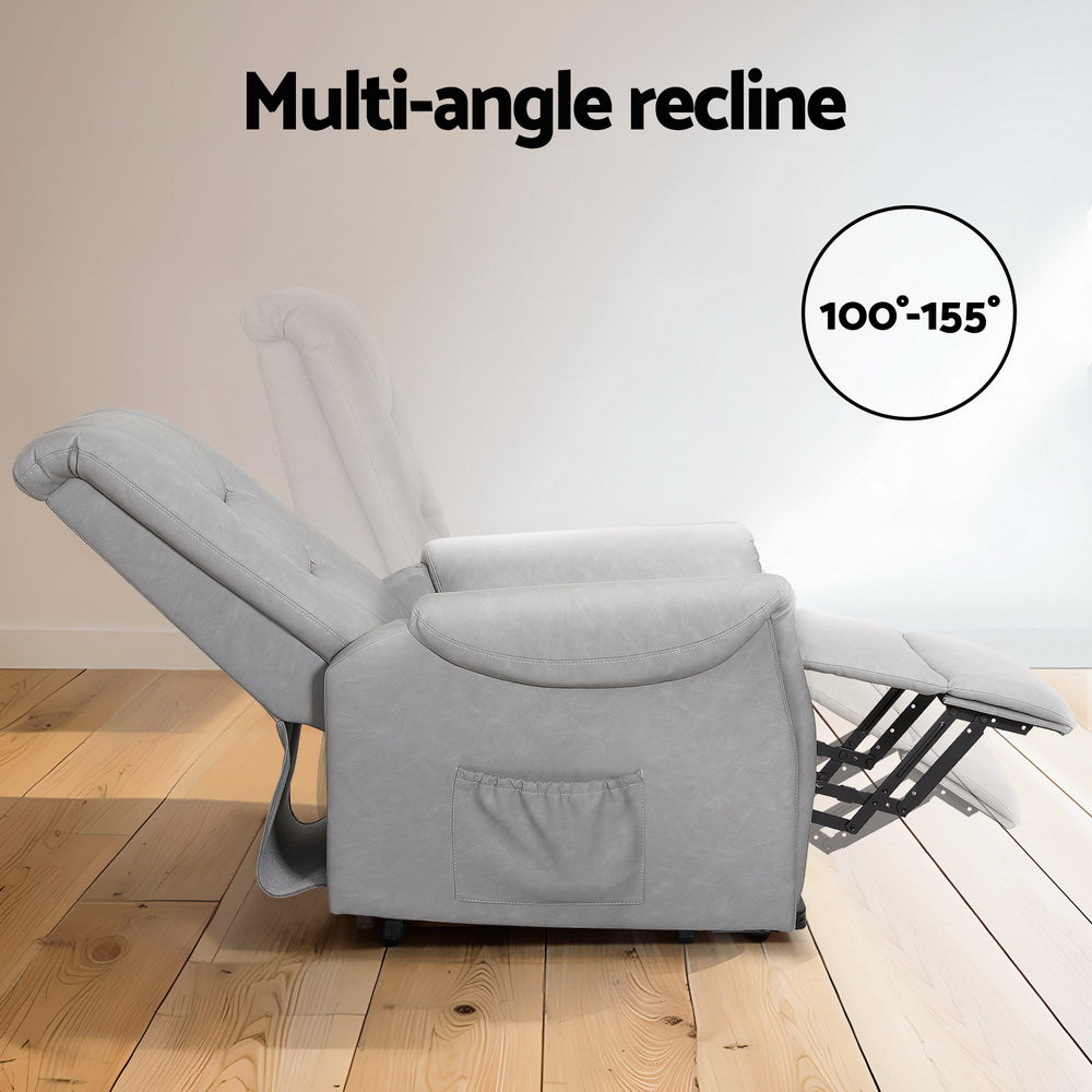 Marlook Recliner Chair Lift Assist Chair Leather Grey