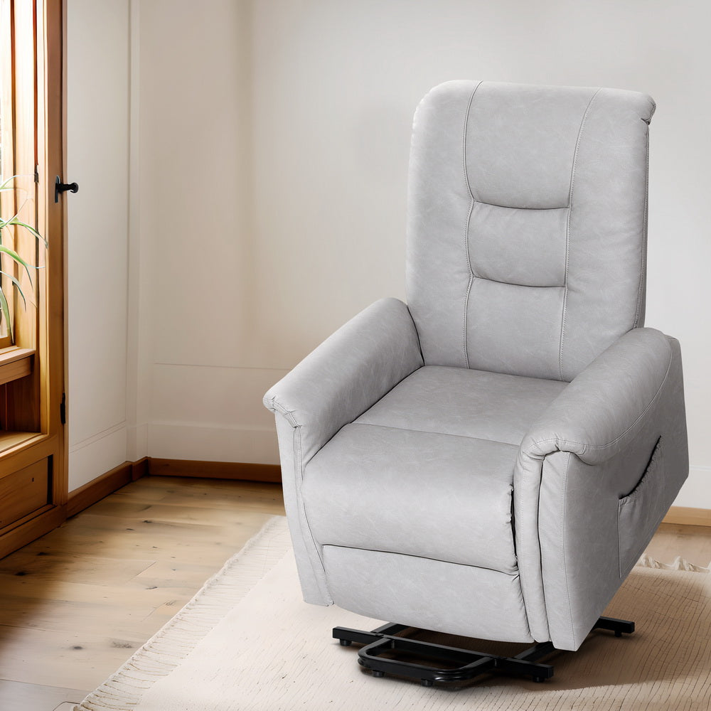 Marlook Recliner Chair Lift Assist Chair Leather Grey