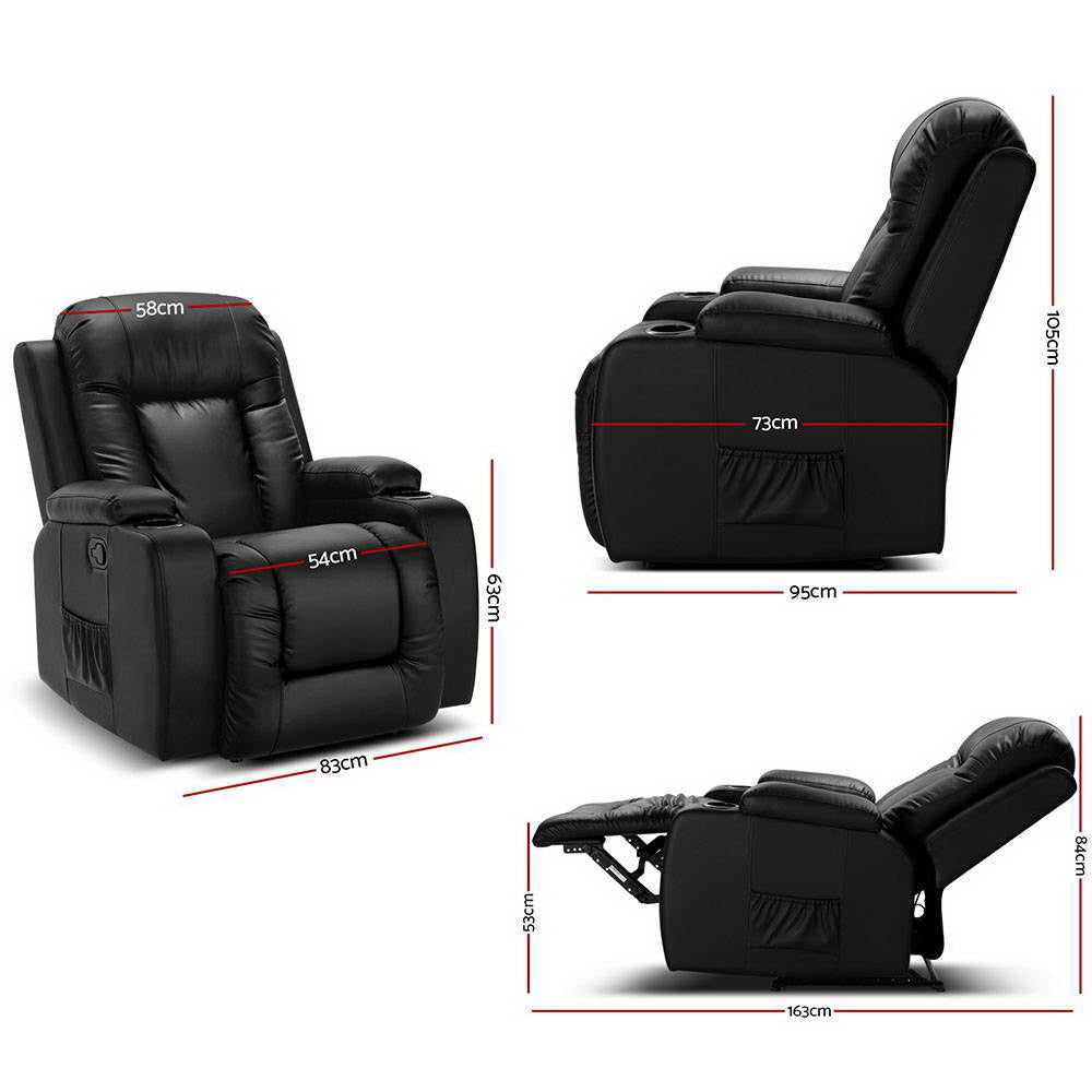 Marlook Recliner Chair Electric Heated Massage Chairs Faux Leather Cabin