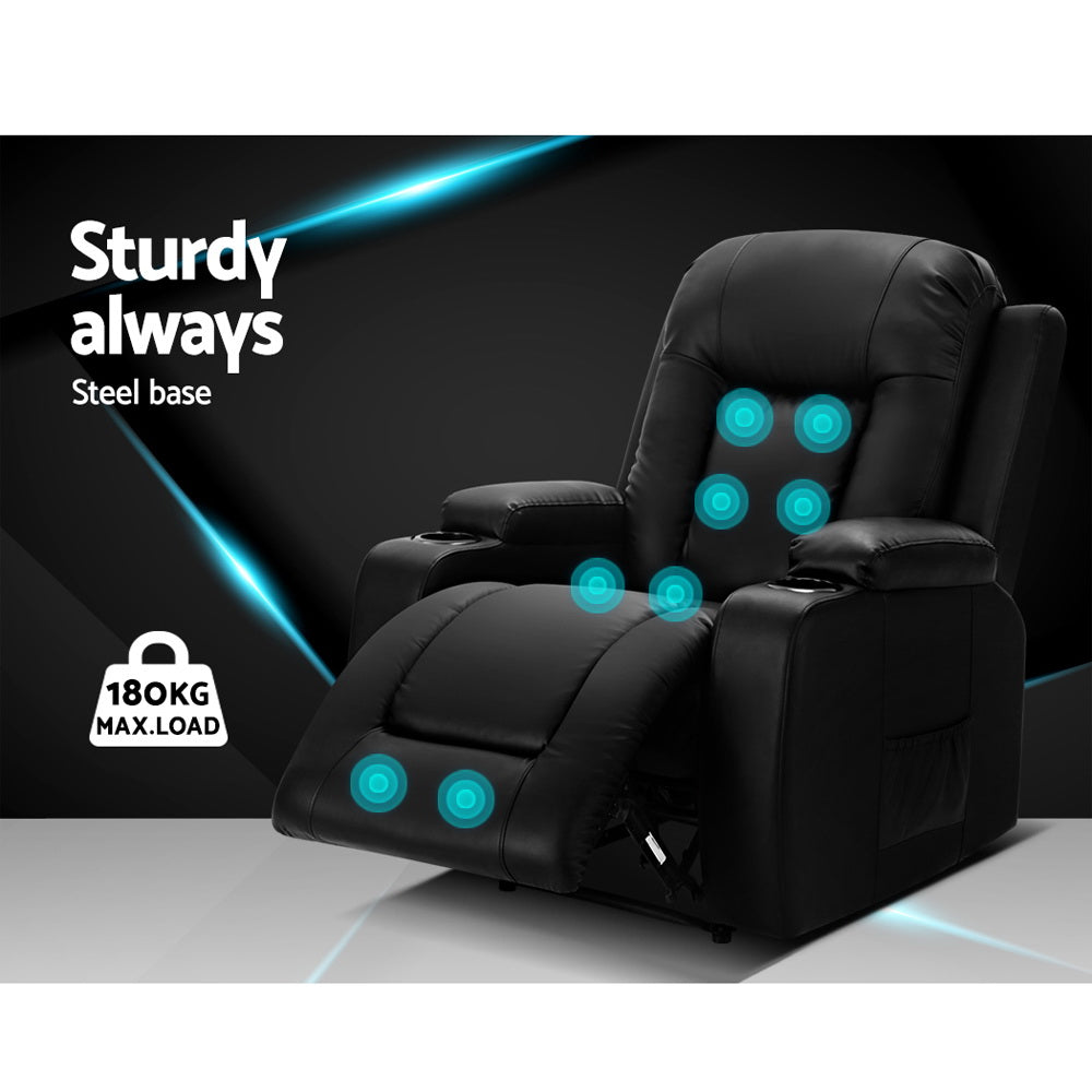 Marlook Recliner Chair Electric Heated Massage Chairs Faux Leather Cabin