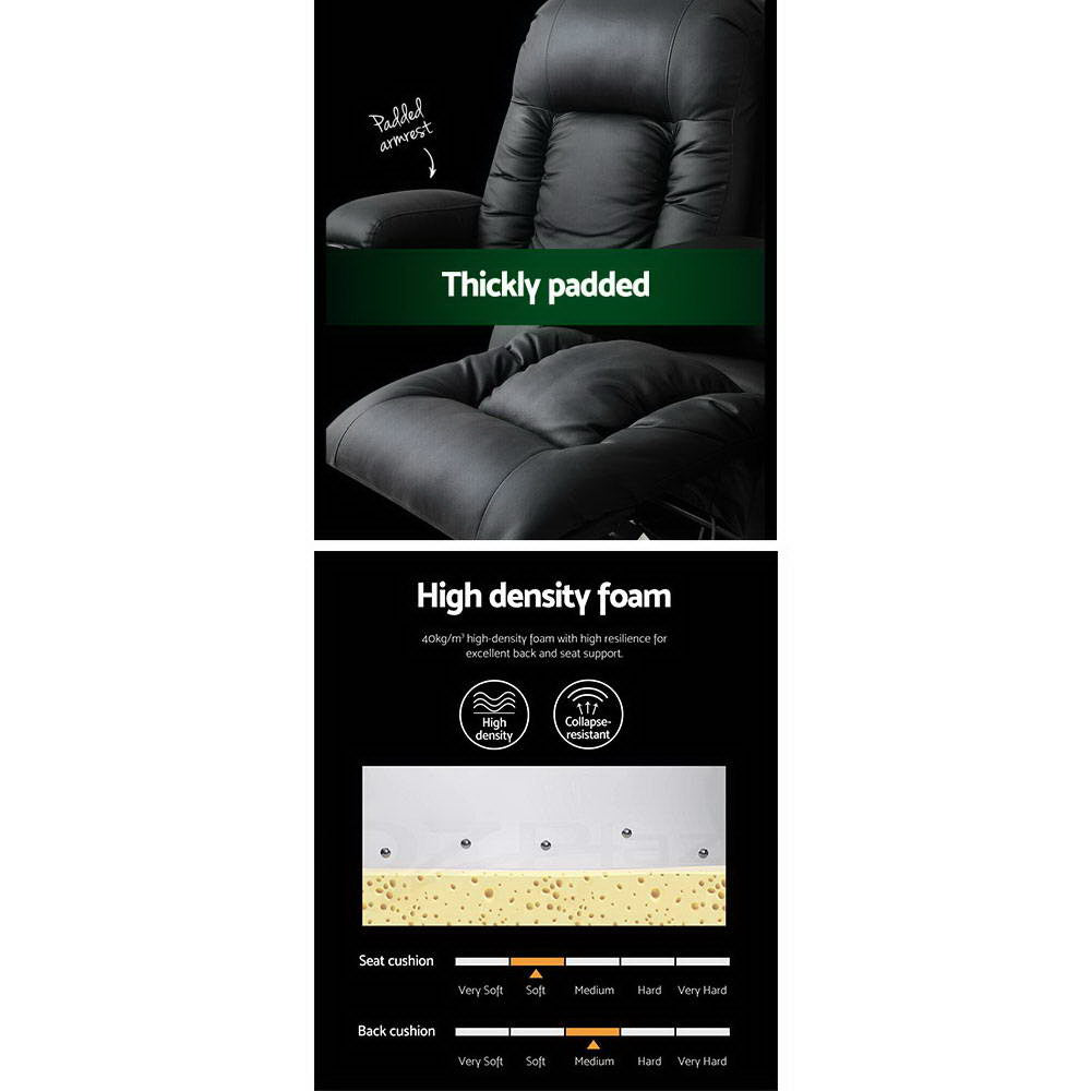 Marlook Recliner Chair Electric Heated Massage Chairs Faux Leather Cabin