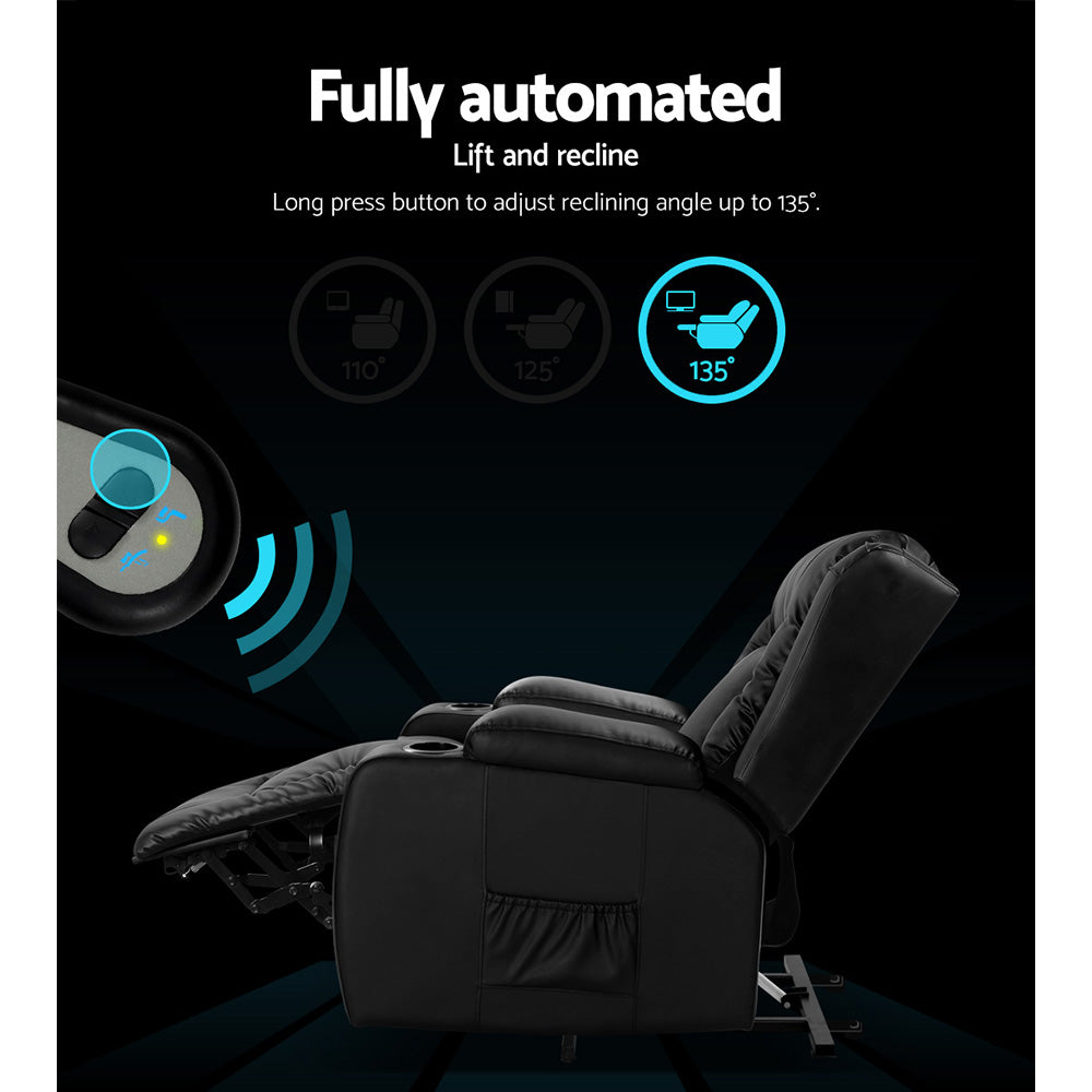 Marlook Recliner Chair Lift Assist Heated Massage Chair Leather Rukwa