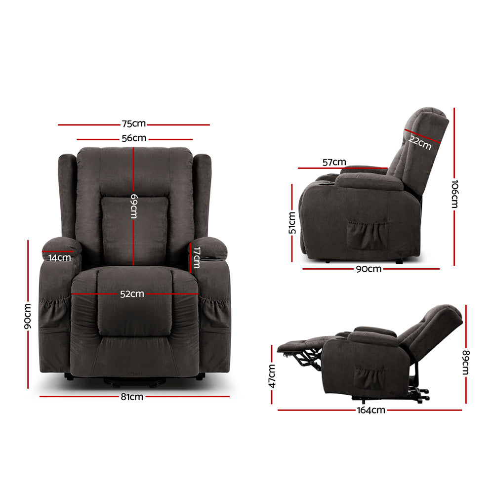 Marlook Recliner Chair Lift Assist Heated Massage Chair Velvet Rukwa