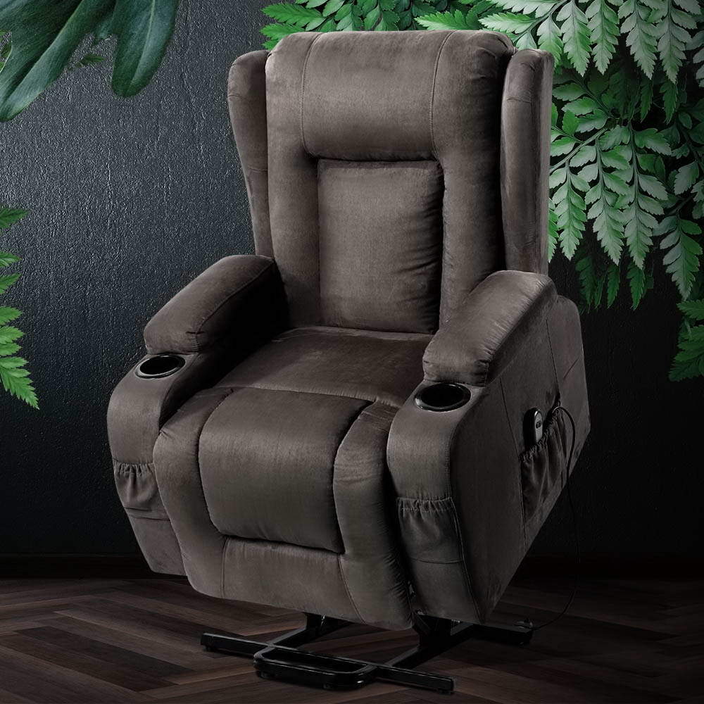 Marlook Recliner Chair Lift Assist Heated Massage Chair Velvet Rukwa