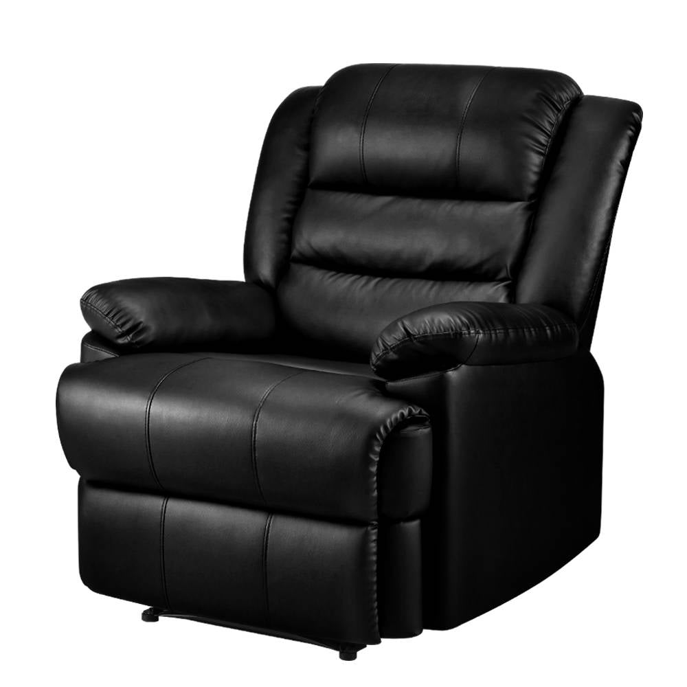 Marlook Recliner Chair Leather Black Cissy