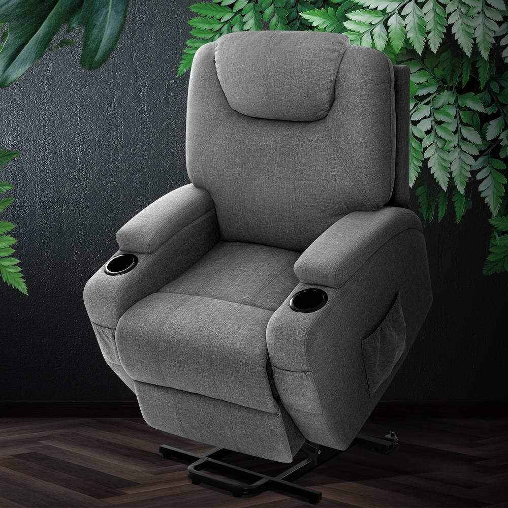 Marlook Recliner Chair Lift Assist Heated Massage Chair Velvet Milio