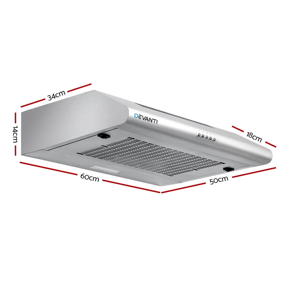 Marlook 600mm Range Hood 60cm Rangehood Stainless Steel