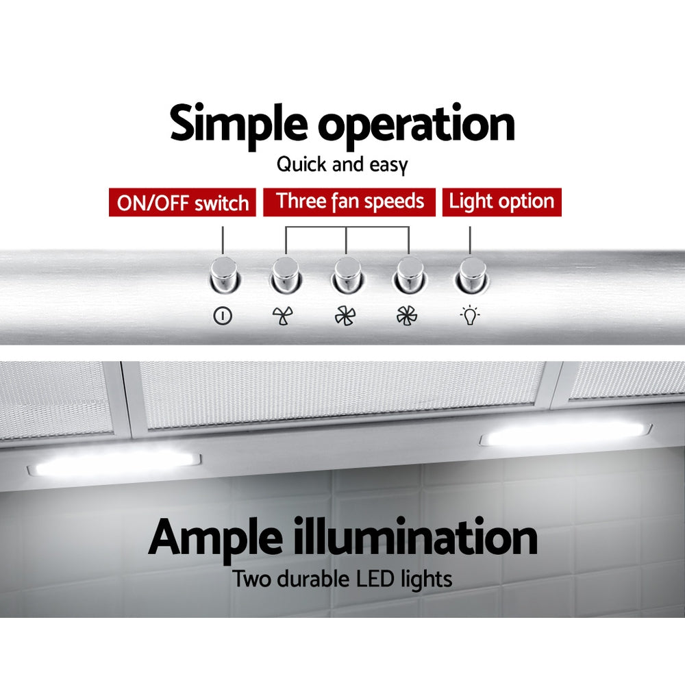 Marlook 900mm Range Hood 90cm Rangehood Stainless Steel