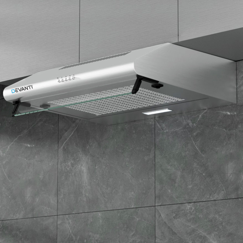 Marlook 600mm Range Hood 60cm Rangehood Kitchen Canopy LED Light Stainless Steel