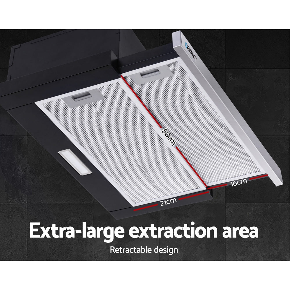 Marlook 600mm Range Hood 60cm Slide out Rangehood Stainless Steel