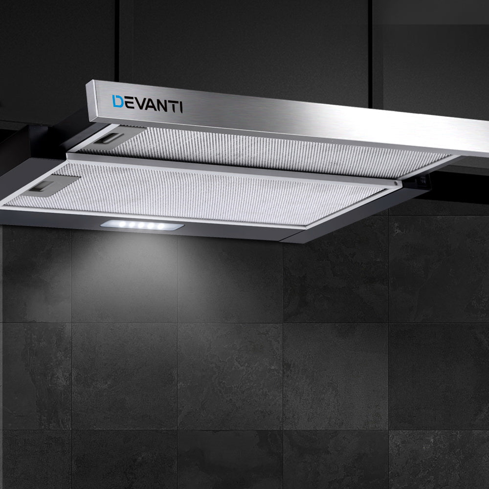 Marlook 600mm Range Hood 60cm Slide out Rangehood Stainless Steel