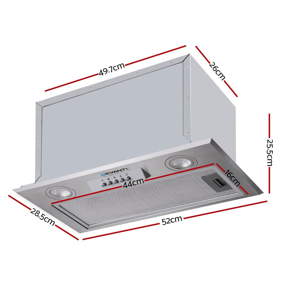 Marlook 520mm Range Hood 52cm Rangehood Stainless Steel