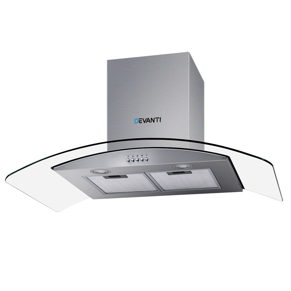 Marlook 900mm Range Hood 90cm Rangehood Glass Canopy