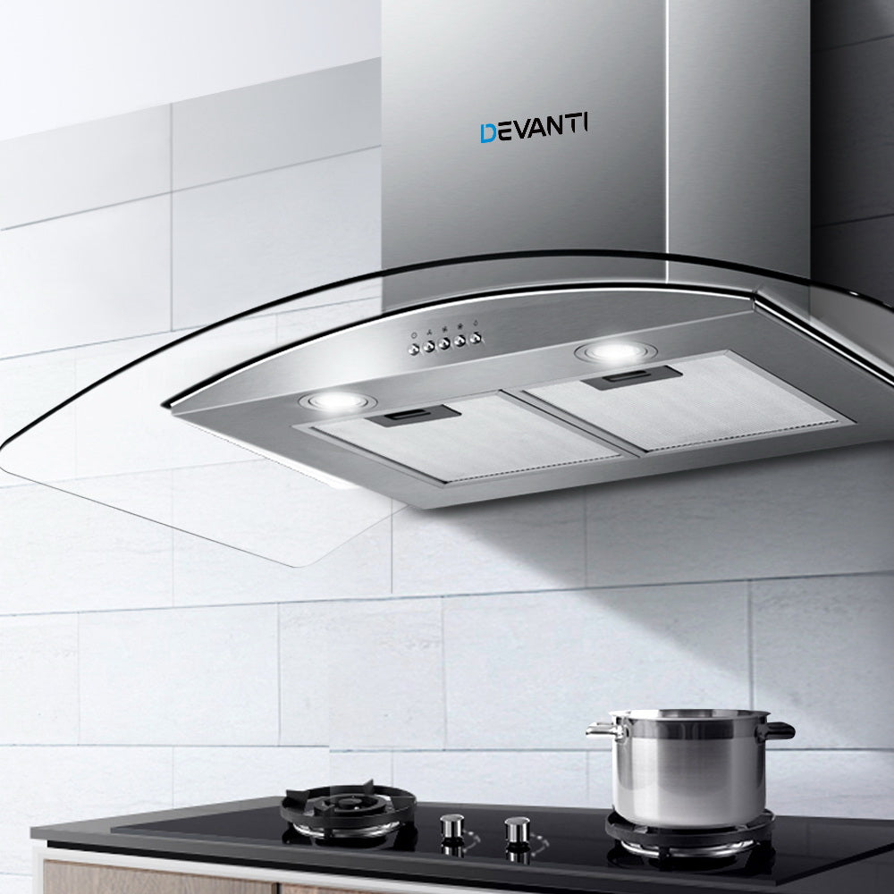 Marlook 900mm Range Hood 90cm Rangehood Glass Canopy