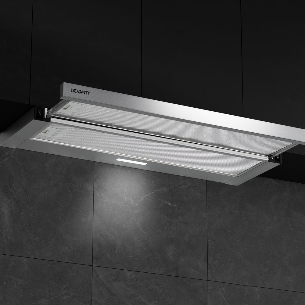 Marlook 900mm Range Hood 90cm Slide out Rangehood Stainless Steel