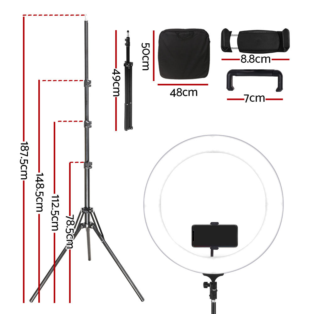 Marlook Ring Light 19" Tripod Stand Silver