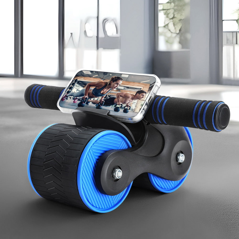 Marlook Ab Roller Automatic Rebound Abdominal Wheel Home Gym Workout Blue