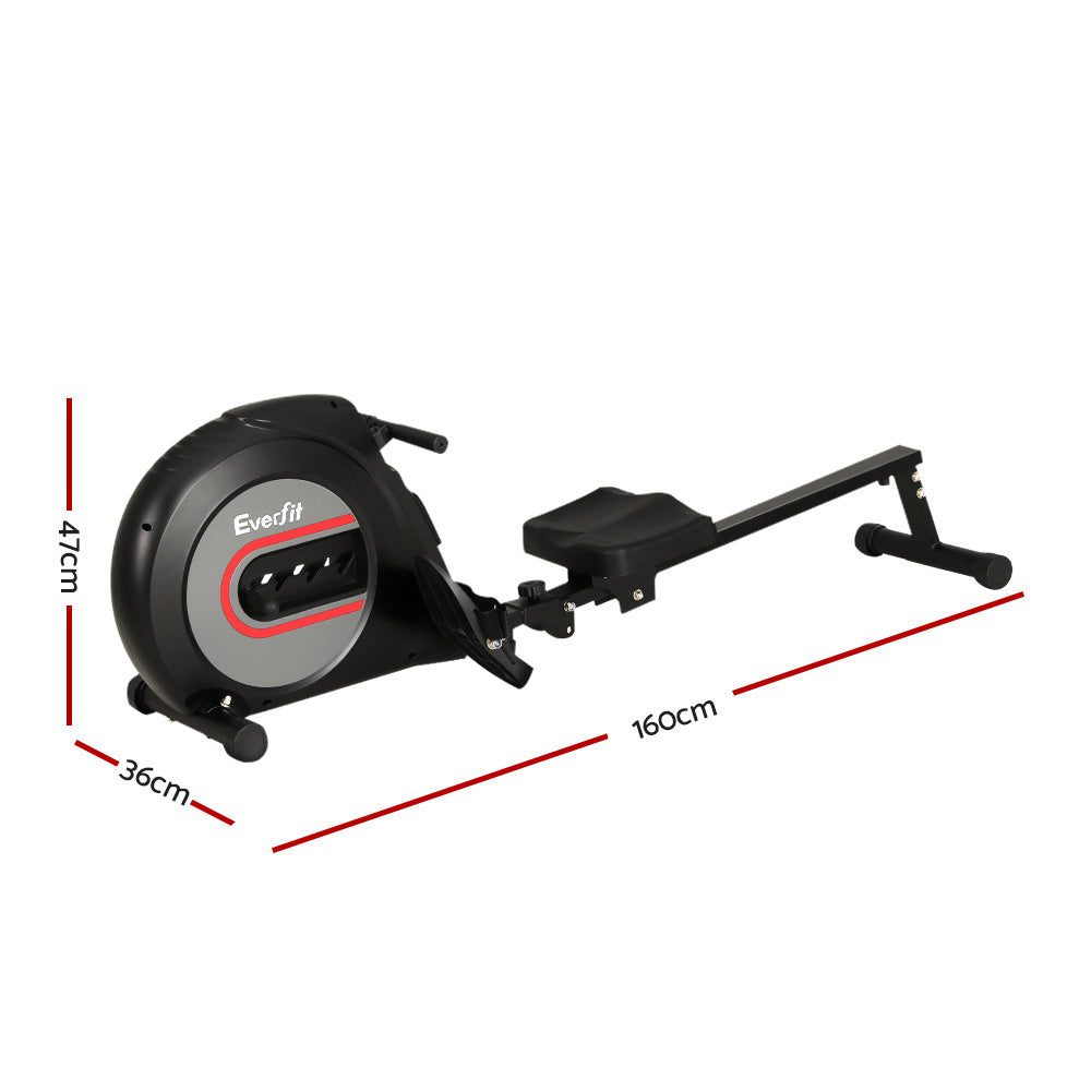 Marlook Rowing Machine Rower Elastic Rope Resistance Fitness Home Cardio Black