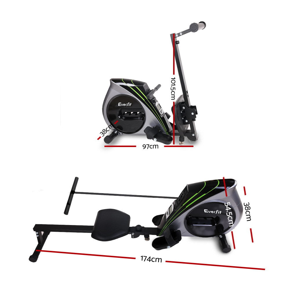 Marlook Rowing Machine Rower Elastic Rope Resistance Fitness Home Cardio Silver
