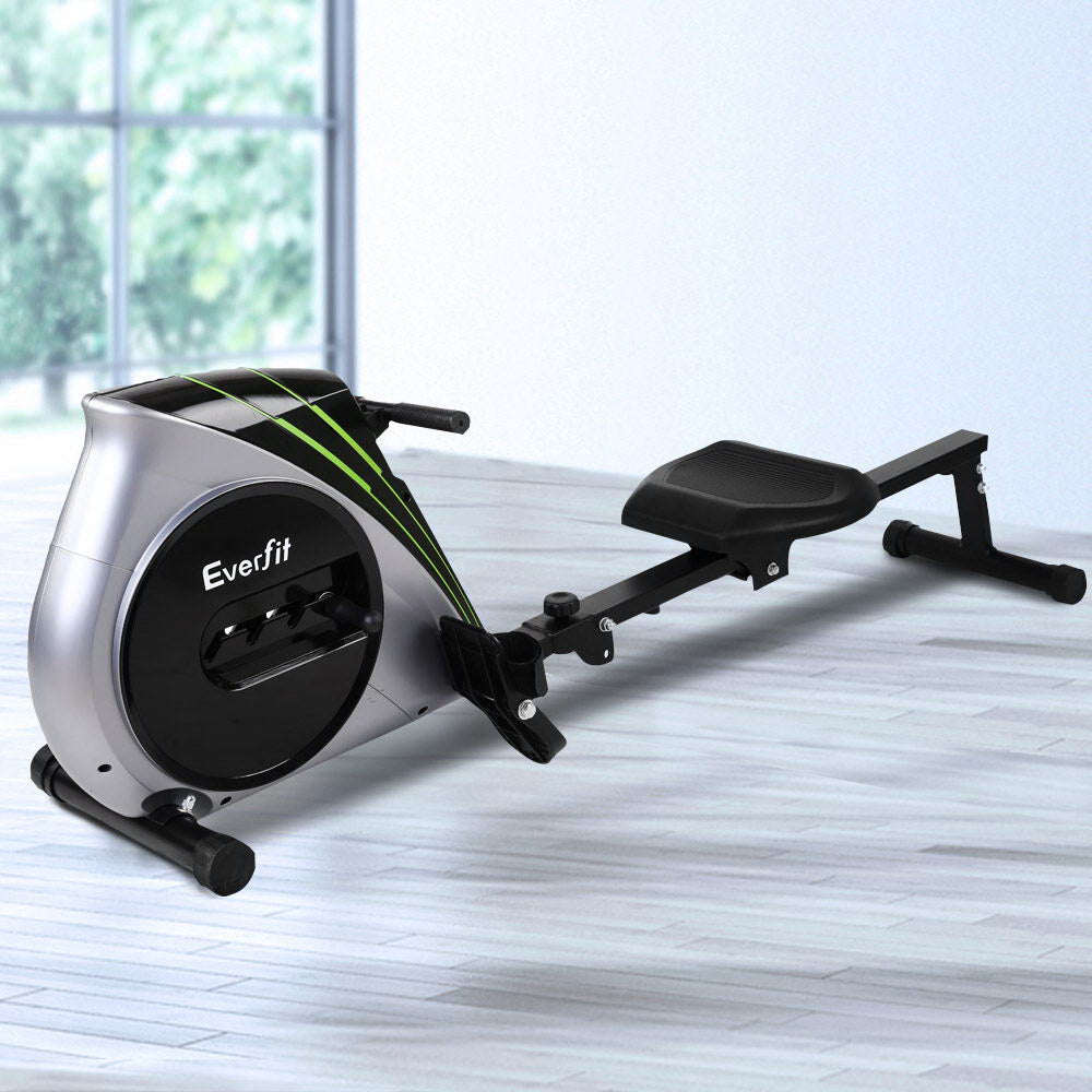 Marlook Rowing Machine Rower Elastic Rope Resistance Fitness Home Cardio Silver