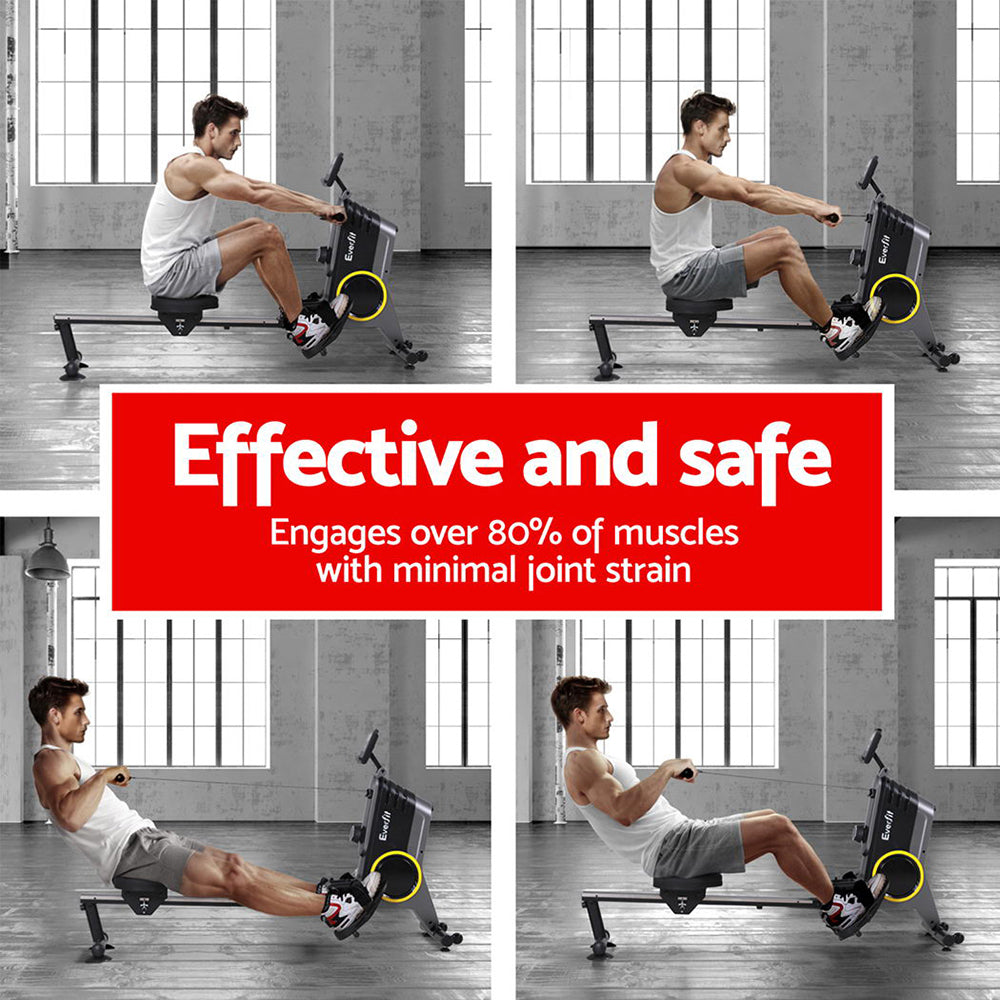 Marlook Rowing Machine 12 Levels Magnetic Rower Fitness Gym Cardio Workout