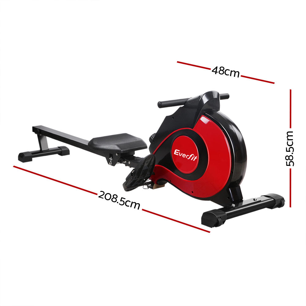 Marlook Rowing Machine Rower Magnetic Resistance Exercise Gym Home Cardio Red