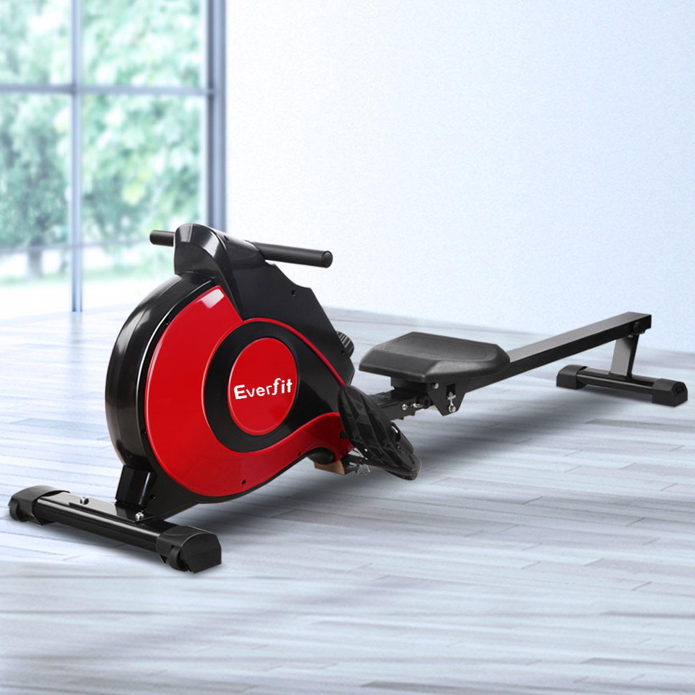 Marlook Rowing Machine Rower Magnetic Resistance Exercise Gym Home Cardio Red