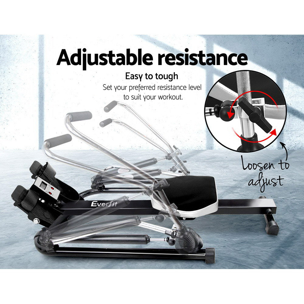 Marlook Rowing Machine Rower Hydraulic Resistance Fitness Gym Home Cardio