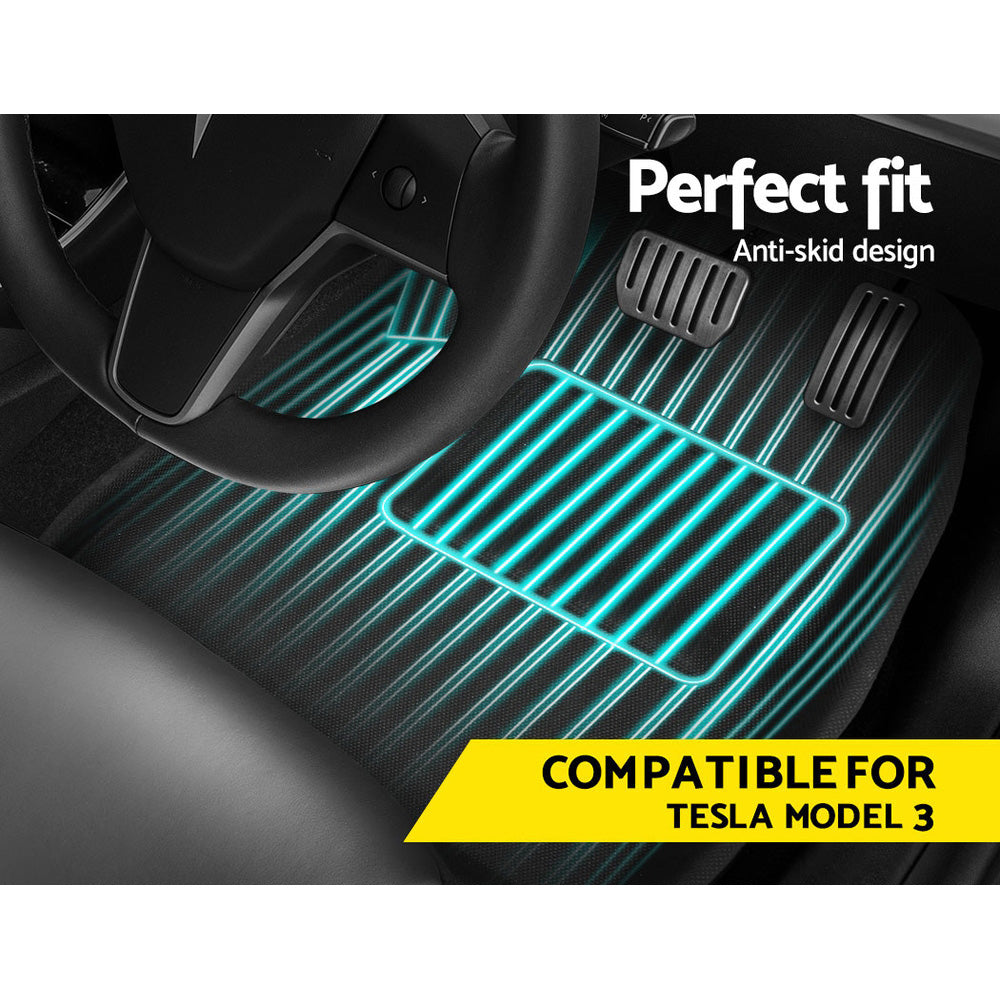 Marlook Car Rubber Floor Mats Compatible for Tesla Model 3 Front Rear