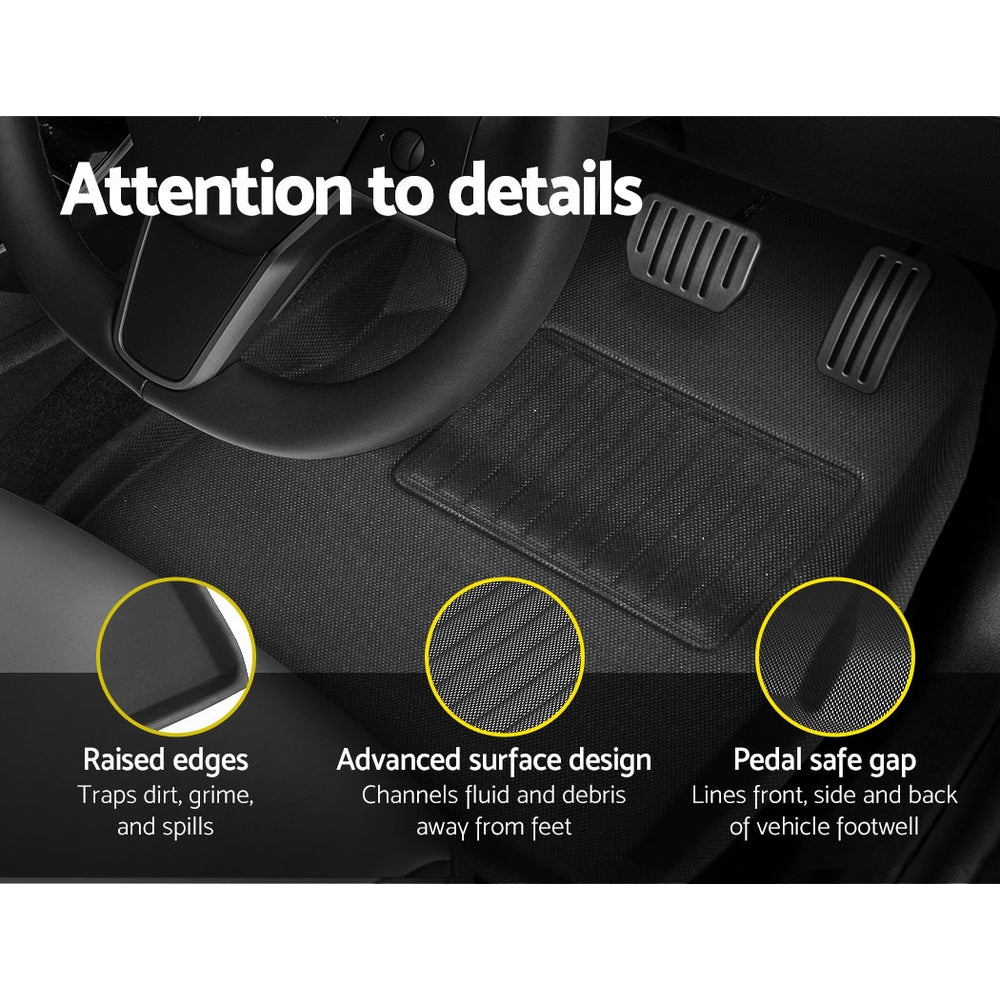 Marlook Car Rubber Floor Mats Compatible for Tesla Model 3 Front Rear