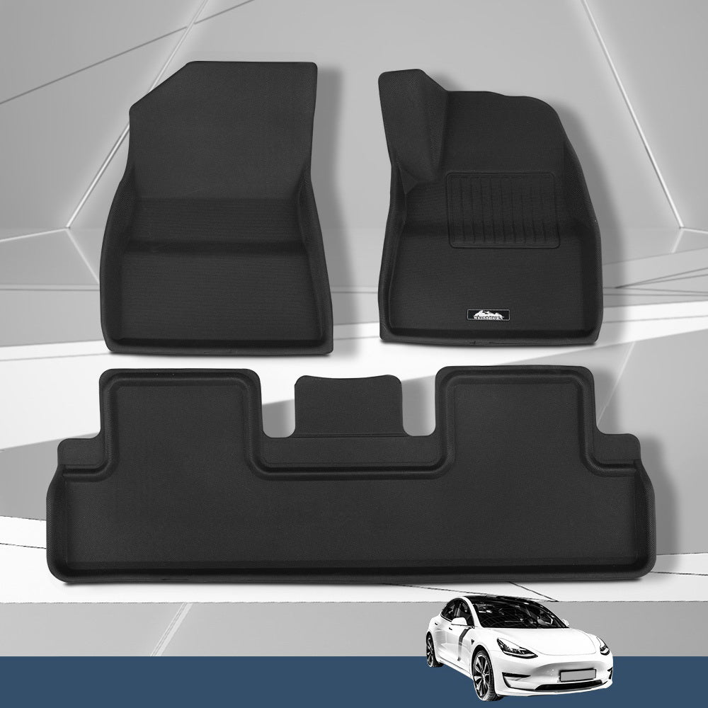 Marlook Car Rubber Floor Mats Compatible for Tesla Model 3 Front Rear