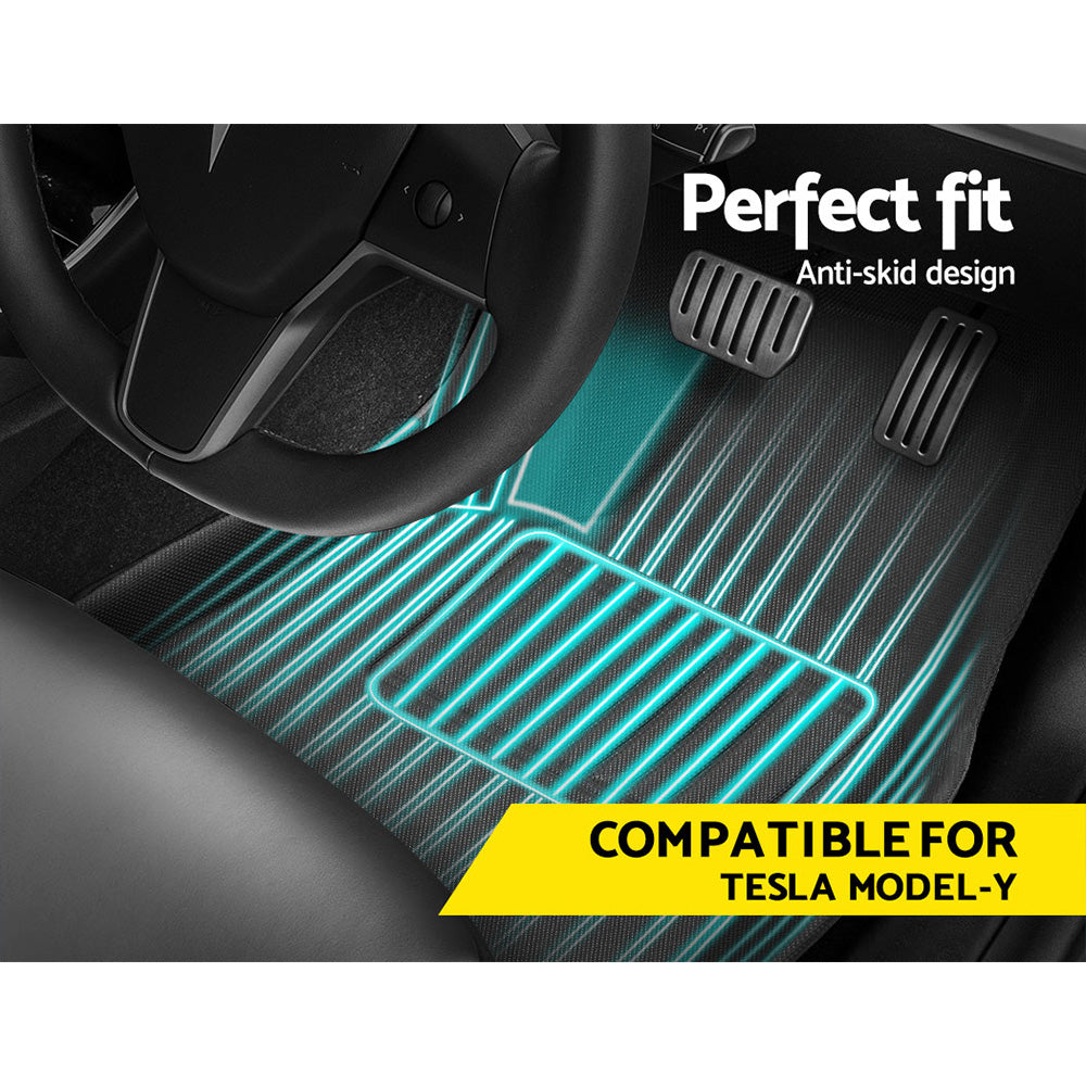 Marlook Tesla Model Y Rubber Mats Carpets Front Rear Set RHD 21-24