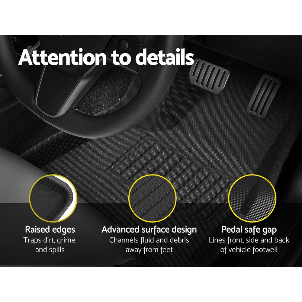 Marlook Tesla Model Y Rubber Mats Carpets Front Rear Set RHD 21-24