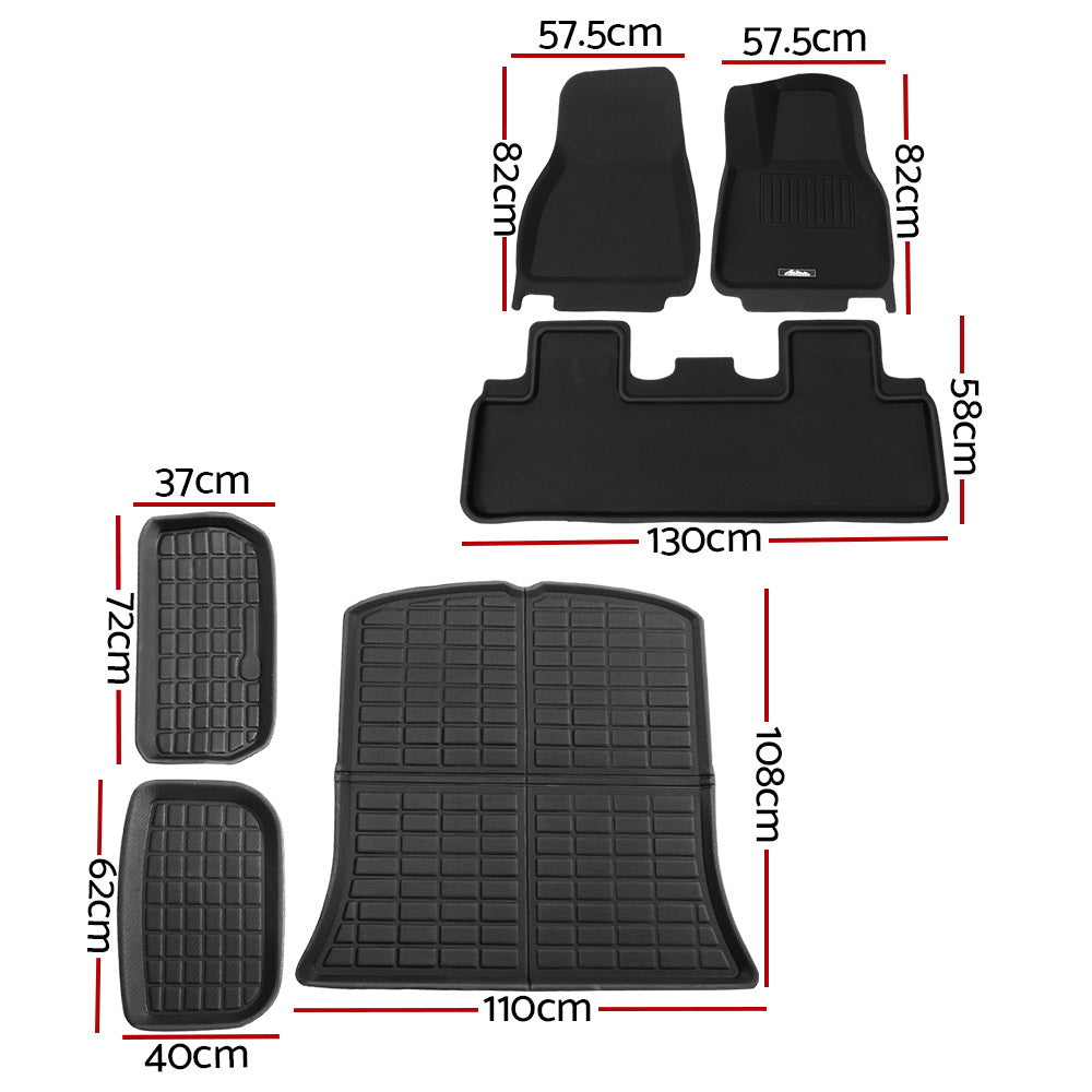 Marlook Car Rubber Floor Trunk Toolbox Cargo Mats for Tesla Model Y 2021-2023