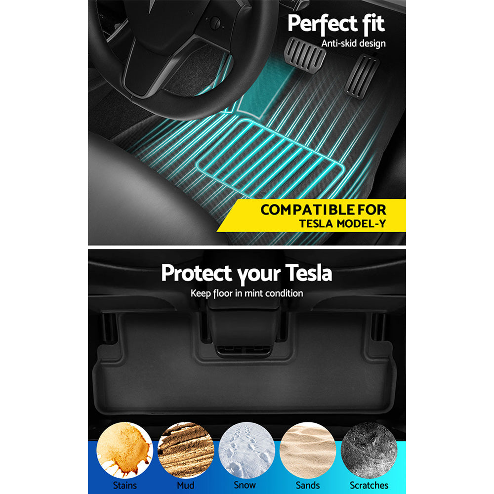 Marlook Car Rubber Floor Trunk Toolbox Cargo Mats for Tesla Model Y 2021-2023