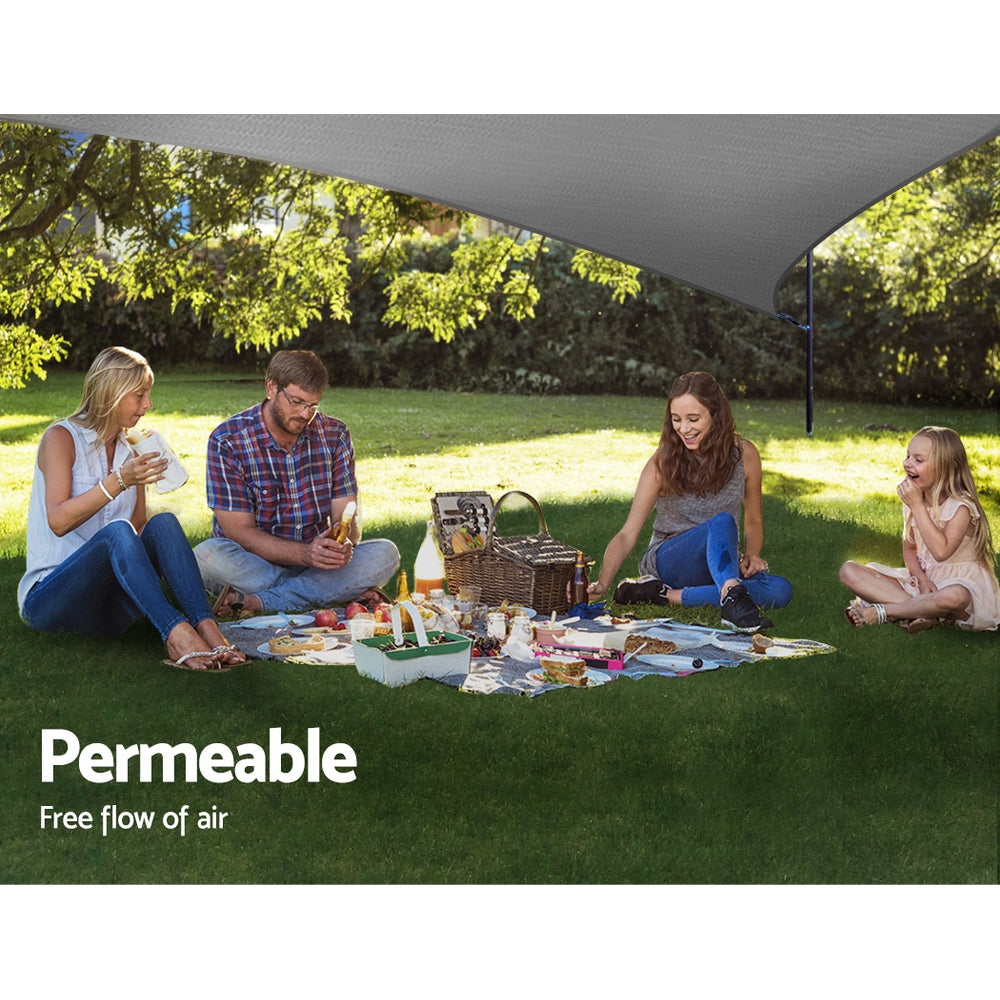 Marlook Shade Sail 3x3x4.3m Triangle 280GSM 98% Grey Shade Cloth