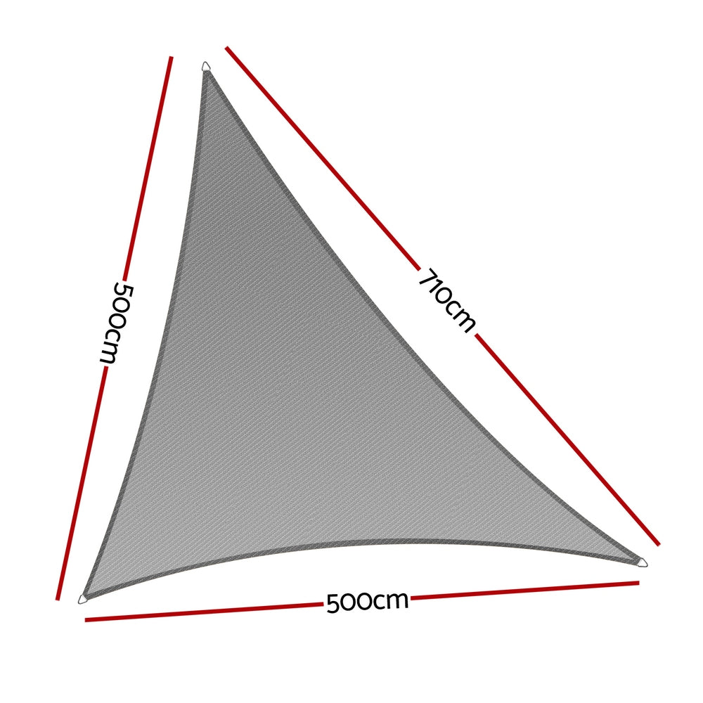 Marlook Shade Sail Cloth Shadecloth Canopy Triangle 280gsm 5x5x7.1m