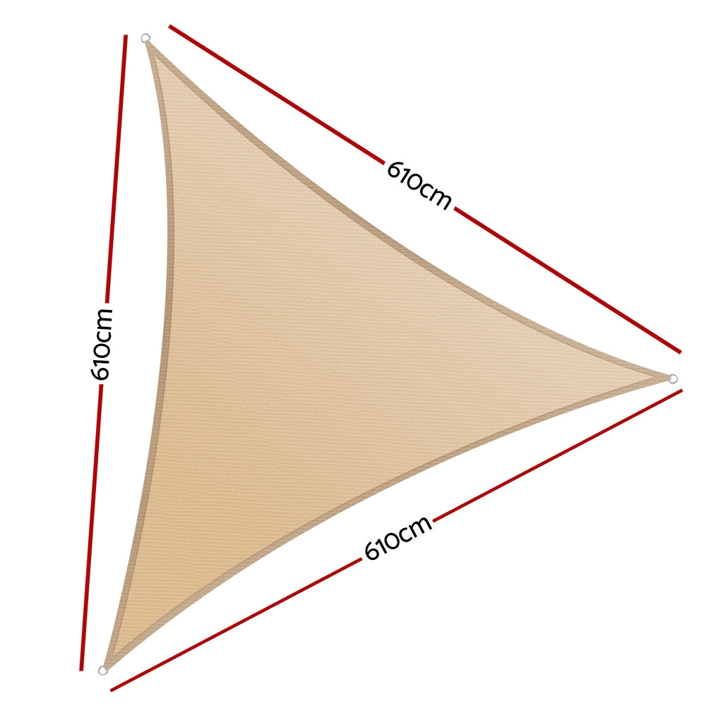 Marlook Shade Sail Cloth Shadecloth Triangle Sun Canopy 6.1x6.1x6.1M